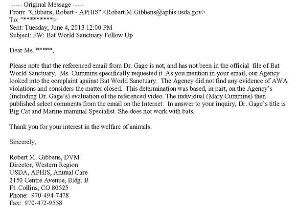 Robert Gibbens letter